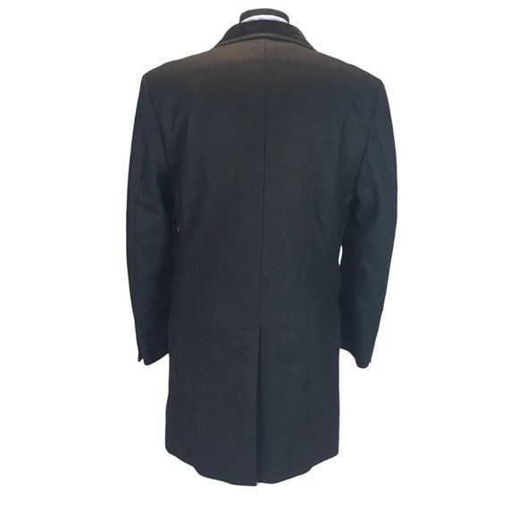 M&S Mens Wool Rich Overcoat Jacket Black Chest 38-40" Velvet Collar Business - Picture 7 of 12